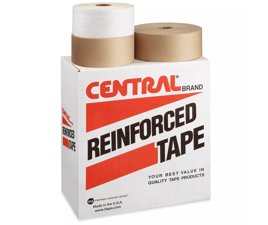 Central Brand Reinforced Water Activated Tape, 72mm, Kraft, 450'