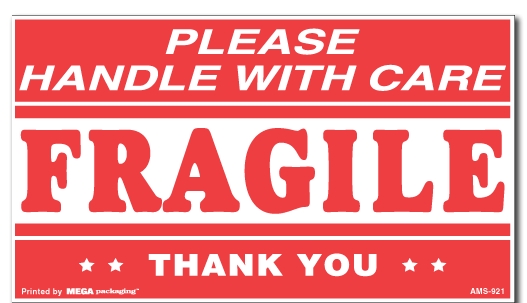 Warning Labels ''PLEASE HANDLE WITH CARE/FRAGILE/THANK YOU '' 4 x 7"