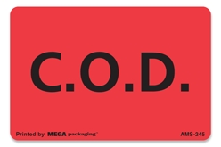 [LA-AMS-245] Warning Labels &#39;&#39;C.O.D &#39;&#39; 2 x 3&#34;