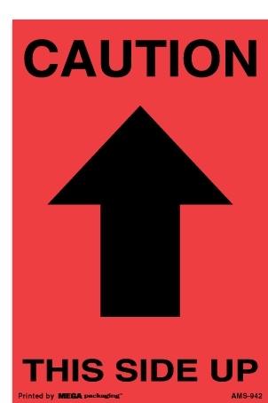 [LA-AMS-942] Warning Labels &#39;&#39;CAUTION THIS SIDE UP &#39;&#39; 4 x 6&#34;