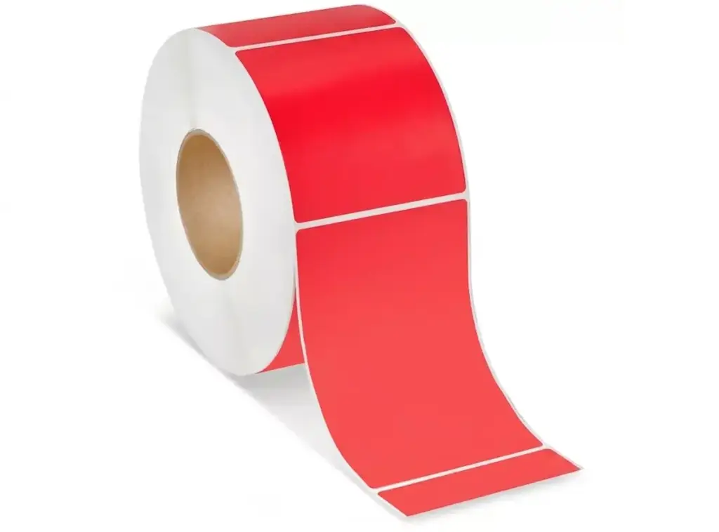 Red Direct Thermal Roll Labels, 4x6"