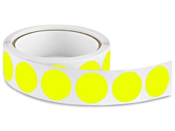 Circle Label Sticker, 1", Fluorescent Yellow