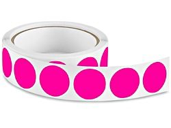 Circle Label Sticker, 2", Fluorescent Pink