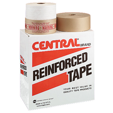 Central Brand Reinforced Water Activated Tape, 72mm, Kraft, 450'