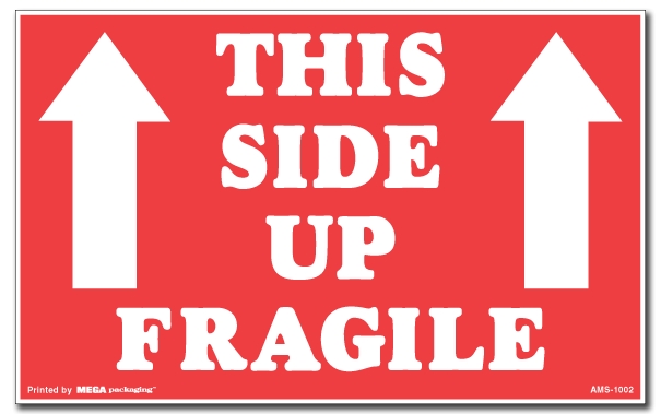 Warning Labels ''FRAGILE/THIS SIDE UP'' 5 x 8"
