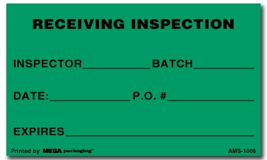 Warning Labels ''RECEIVING INSPECTION'' 3 x 5"