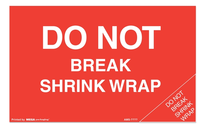 Warning Labels ''DO NOT BREAK SHRINK WRAP '' 5 x 8"