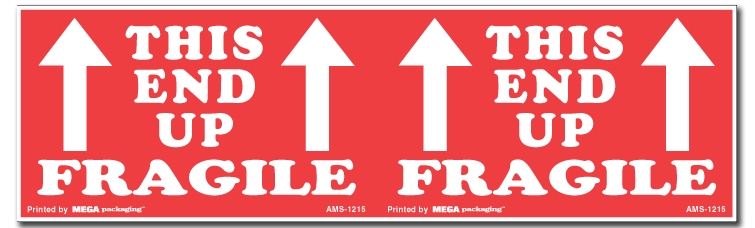 Warning Labels ''THIS END UP FRAGILE '' 3 x 10"