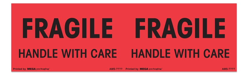 Warning Labels ''FRAGILE HANDLE WITH CARE '' 3 x 10"
