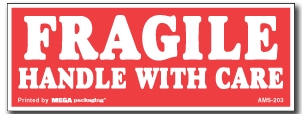 Warning Labels ''Fragile Handle With Care '' 1.5 x 4"