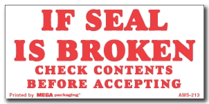 Warning Labels ''If Seal Is Broken... '' 2 x 4"