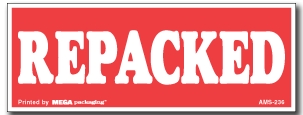 Warning Labels ''Repacked '' 1.5 x 4"