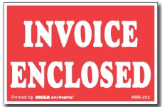 Warning Labels ''Invoice Enclosed '' 2 x 3"
