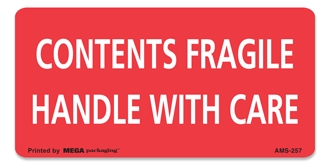 Warning Labels ''CONTENTS FRAGILE HANDLE WITH CARE '' 2 x 4"
