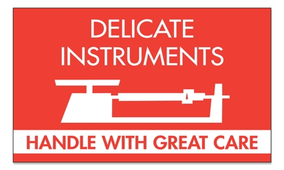 Warning Labels ''Delicate Instruments Handle With Care '' 2 x 3"