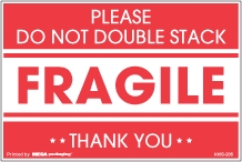 Warning Labels ''PLEASE DO NOT DOUBLE STACK/FRAGILE/THANK YOU '' 2 x 3"