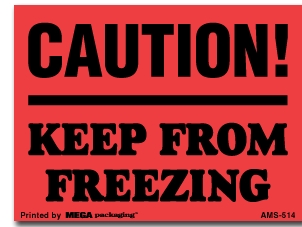 Warning Labels ''Caution Keep From Freezing '' 3 x 4"