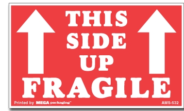 Warning Labels ''This Side Up  with 2 Arrows'' 3 x 5"