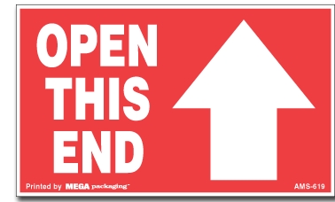 Warning Labels ''Open This End '' 3 x 5"