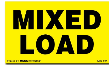 Warning Labels ''MIXED LOAD '' 3 x 5"