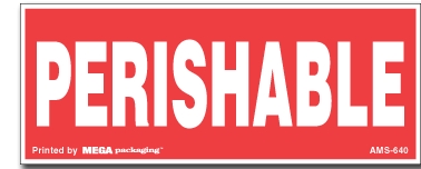 Warning Labels ''Perishable '' 2 x 5"