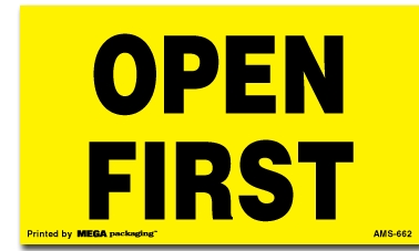 Warning Labels ''Open First '' 3 x 5"