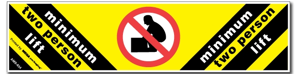 Warning Labels ''Minimum Two Person Lift '' 2 x 8"