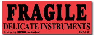 [LA-AMS-202] Warning Labels ''FRAGILE DELICATE INSTRUMENTS '' 1.5 x 4"