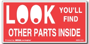 [LA-AMS-206] Warning Labels ''Look Youll Find Other Parts Inside '' 2 x 4"