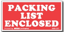 [LA-AMS-207] Warning Labels ''Packing List Enclosed '' 1.5x3"