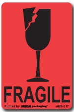 [LA-AMS-217] Warning Labels ''Fragile '' 2 x 3"