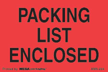 [LA-AMS-224] Warning Labels ''Packing List Enclosed '' 2x3"