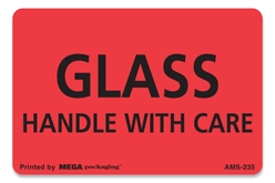 [LA-AMS-235] Warning Labels ''Glass Handle With Care '' 2 x 3"