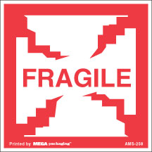 [LA-AMS-258] Warning Labels ''FRAGILE '' 2 x 2"