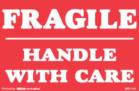 [LA-AMS-263] Warning Labels ''Fragile Handle With Care '' 2 x 3"