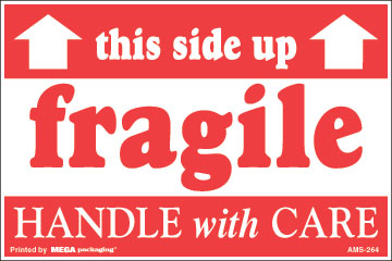 [LA-AMS-264] Warning Labels ''Fragile This Side Up '' 2 x 3"