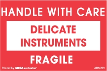 [LA-AMS-269] Warning Labels ''HANDLE WITH CARE / DELICATE INSTRUMENT '' 2 x 3"