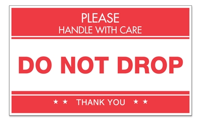 [LA-AMS-271] Warning Labels ''Do Not Drop Handle With Care '' 2 x 3"