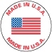 [LA-AMS-291] Warning Labels ''MADE IN U.S.A. '' 1" Circle"
