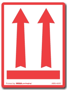 [LA-AMS-405R] Warning Labels ''Two Arrow Up  with Underline'' 3 x 4"