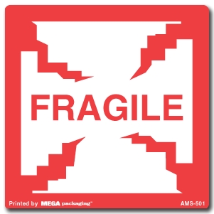 [LA-AMS-501] Warning Labels ''FRAGILE '' 4 x 4"