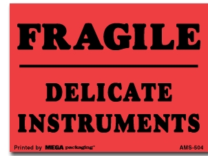 [LA-AMS-504] Warning Labels ''FRAGILE DELICATE INSTRUMENTS '' 3 x 4"