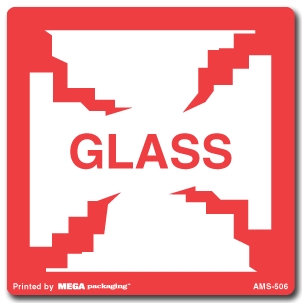 [LA-AMS-506] Warning Labels ''Glass '' 4 x 4"