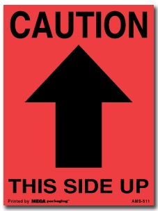 [LA-AMS-511] Warning Labels ''Caution This Side Up (One Arrow Up)'' 3 x 4"