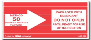[LA-AMS-525] Warning Labels ''Method II Package '' 1.75 x 4"