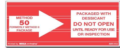 [LA-AMS-552] Warning Labels ''Method II Package Do Not Open '' 2.5 x 6.25"