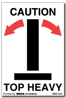 [LA-AMS-592] Warning Labels ''Caution Top Heavy '' 3 x 4.5"