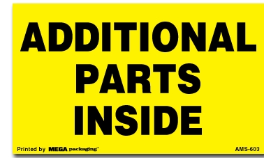 [LA-AMS-603] Warning Labels ''Additional Parts Inside '' 3 x 5"
