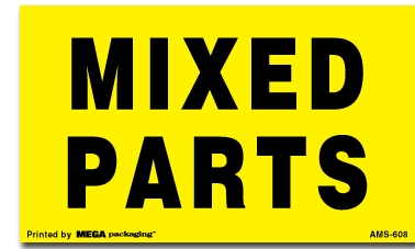 [LA-AMS-608] Warning Labels ''Mixed Parts '' 3 x 5"