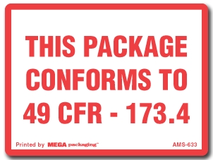 [LA-AMS-633] Warning Labels ''This Package Conforms To '' 3 x 4"